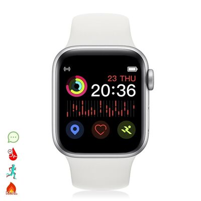 Montre connectée X6 avec mode multisport, appels Bluetooth mains libres et notifications pour iOS et Android Silver