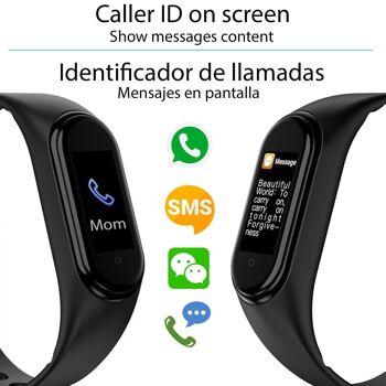 Bracelet intelligent Bluetooth AK-M4 PRO avec mesure de la température corporelle, moniteur de fréquence cardiaque, tensiomètre et mode multisport. Le noir 3