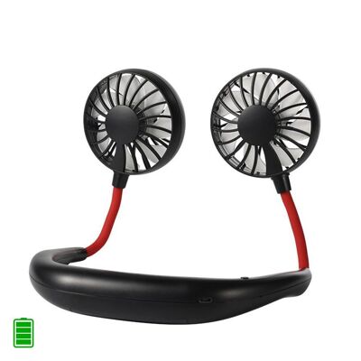 Mini dual headband neck fan with rechargeable battery Black