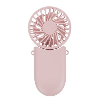 Mini ventilateur portable avec batterie rechargeable avec cordon pour le suspendre. Rose 3