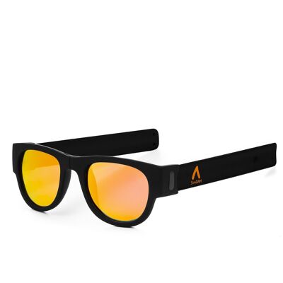 Polarisierte Sonnenbrille mit Spiegeleffekt, zusammenklappbar und rollbar UV400 Schwarz