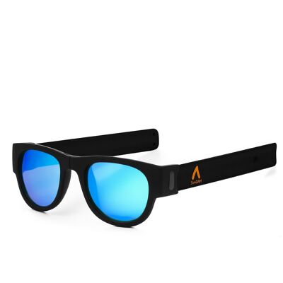 Mirror effect polarized sunglasses, folding and rolling UV400 Blue