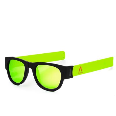 Sunglasses with sports mirror lens, folding and rolling UV400 Green