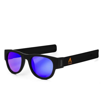 Gafas de sol con lente espejo deportivas, plegables y enrollables UV400 Morado