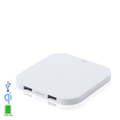 Donson Qi wireless charger, with double USB output of 2100 mAh White