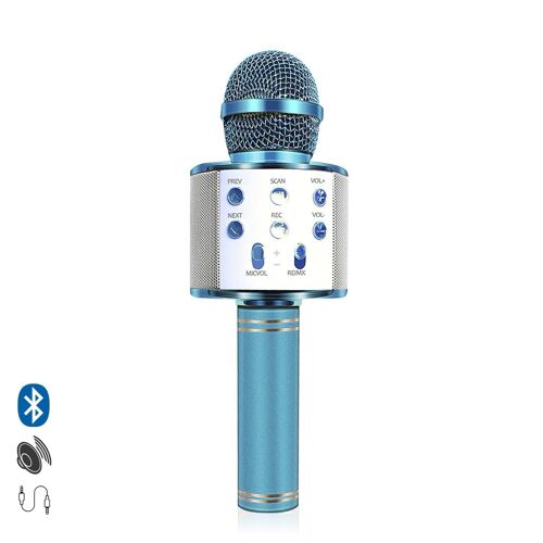 Micrófono Karaoke multifunción con altavoz incorporado Azul