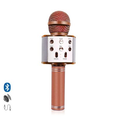 Microfono Karaoke Multifunzione con Altoparlante Integrato Oro Rosa