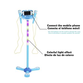 Kit karaoké enfant avec 2 micros et pied de support Bleu 3