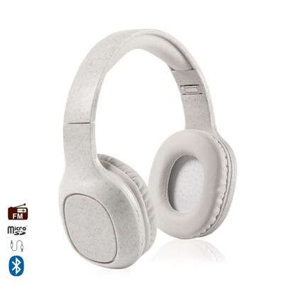 Datrex wheat cane bluetooth 5.0 headphones, with FM radio, micro SD reader and hands-free Taupe