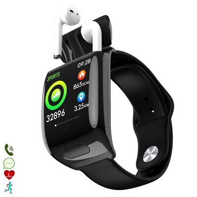 Brazalete inteligente G36 multideporte con auriculares TWS 5.1 integrados Negro