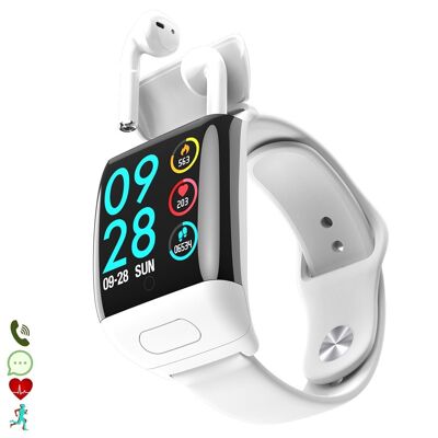 Bracelet Intelligent G36 Multisport avec Écouteurs TWS 5.1 Intégrés Blanc