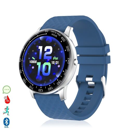 Brazalete inteligente H30 multideportivo con monitor cardiaco, dial personalizable Azul