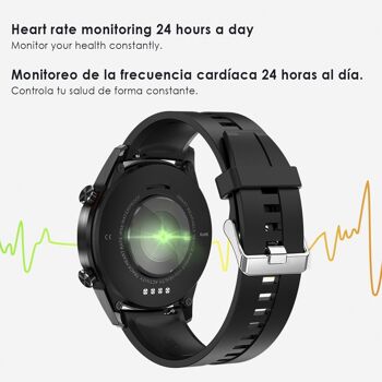 Smartwatch L13 bracelet en cuir synthétique avec mode multisport, moniteur de fréquence cardiaque, tension artérielle et O2 dans le sang Noir 2
