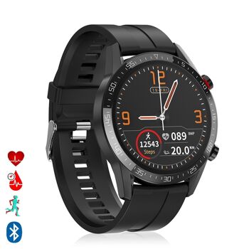 Bracelet en silicone Smartwatch L13 avec mode multisport, moniteur de fréquence cardiaque, tension artérielle et O2 dans le sang Noir 1