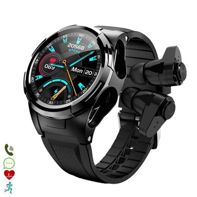 Smartwatch multisport S201, pressione sanguigna e O2, con cuffie integrate TWS 5.1 Black