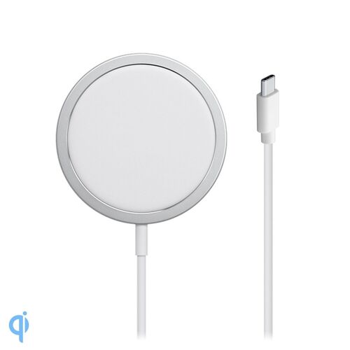 Cargador magnético para iPhone 12 / 12Pro. Compatible con carga inalámbrica Qi convencional. Gris