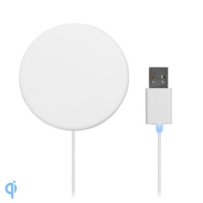 Chargeur magnétique pour iPhone 12 / 12Pro. Compatible avec la charge sans fil Qi conventionnelle. Blanc