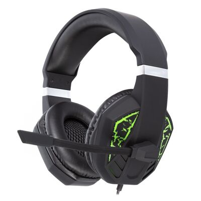 PS4-480 headset. Gaming headphones with micro, minijack connection, LED light. PS4, Xbox One, mobile, tablet. Black