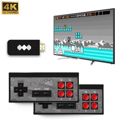 Video game console connected to your TV screen. Support 4K. Includes 568 games. Black