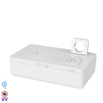 5 in 1: Qi-Multi-Ladegerät mit UV-Sterilisatorbox und Aromatherapie-Weiß