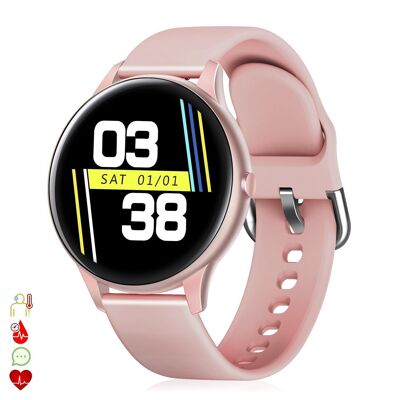 Smartwatch K21 con temperatura corporal, monitor cardiaco y modo multideporte Rosa
