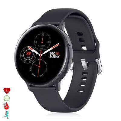 Smartwatch S20 écran circulaire, avec moniteur cardiaque ECG, tension artérielle, O2 dans le sang et mode multisport Noir