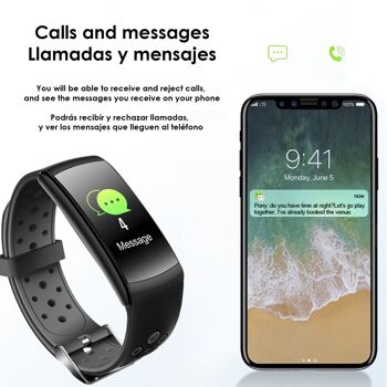 Q8T Bracelet Intelligent avec Température Corporelle, Multisport, Fréquence Cardiaque et Tensiomètre Vert 3