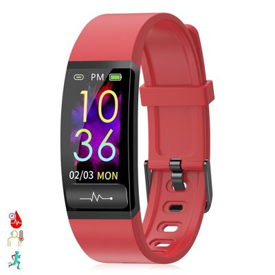 M8 Smart Armband mit Körpertemperatur, Blutdruck, Blutsauerstoff und Multisport-Modus Rot