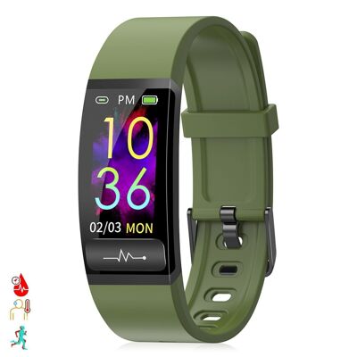 M8 Smart Armband mit Körpertemperatur, Blutdruck, Blutsauerstoff und Multisport-Modus Grün