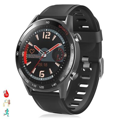 T23 Smartwatch mit Körpertemperatur, Blutdruck, Blutsauerstoff und Multisportmodus. Grau