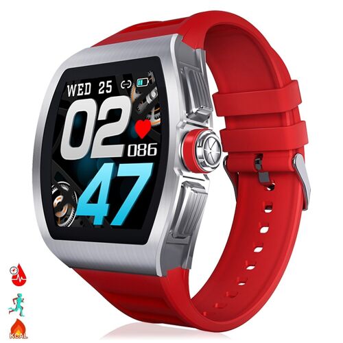 Smartwatch M11 con tensión, monitor cardíaco, 10 modos multideportivos. Rojo