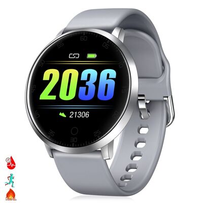 DAM Smartwatch K12 con monitor de tensión, cardíaco, oxígeno en sangre y modo multideportivo. 4,5x1x4,8 Cm. Color: Gris
