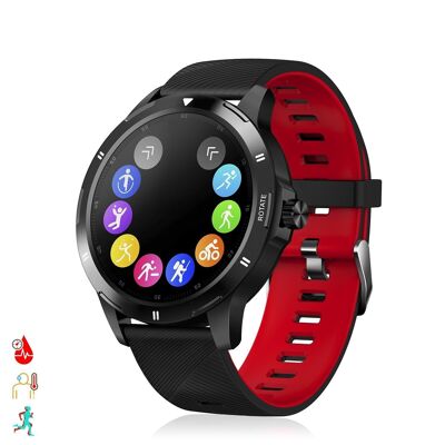 K15 smartwatch with body temperature, blood pressure monitor, heart rate monitor, blood oxygen monitor and multi-sport mode. Black