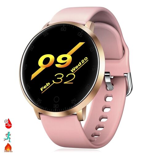 DAM Smartwatch K12 con monitor de tensión, cardíaco, oxígeno en sangre y modo multideportivo. 4,5x1x4,8 Cm. Color: Rosa