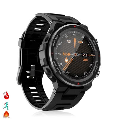 Q70 smartwatch with heart rate monitor, blood pressure and 9 multi-sport modes. Black