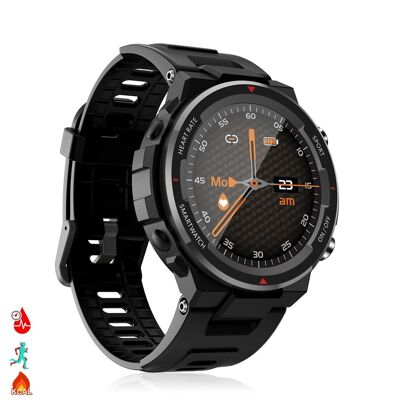 Montre intelligente Q70 avec moniteur de fréquence cardiaque, tension artérielle et 9 modes multisports. Le noir