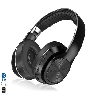 Casque HiFi Bluetooth 5.0 VJ320, avec mains libres, radio FM et lecteur micro SD. Le noir