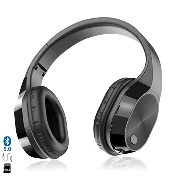 Casques T5 Bluetooth 5.0, avec mains libres et lecteur micro SD. Le noir 1