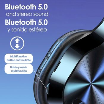 Casques T5 Bluetooth 5.0, avec mains libres et lecteur micro SD. Le noir 2