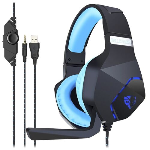 Headset G600 Hellcrack, auriculares especiales para gaming con microfono incorporado y cable con control de volumen. Negro