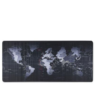 Tapis de souris XXL Gaming design carte du monde. 79x29.5cm Noir