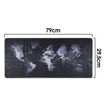 Tapis de souris XXL Gaming design carte du monde. 79x29.5cm Noir 2