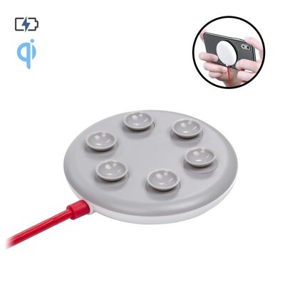 Qi 10W fast charger with suction cups. Gray