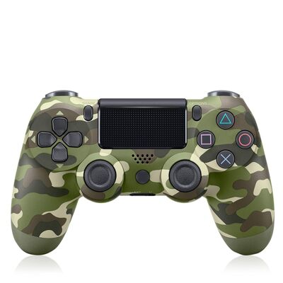 Mando inalámbrico con vibración compatible con PS4. Funciones completas. Camuflaje Verde