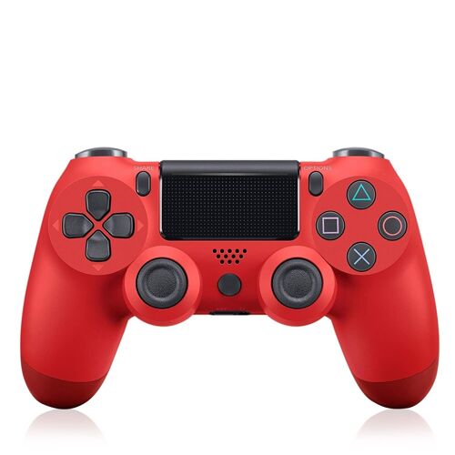 Mando inalámbrico con vibración compatible con PS4. Funciones completas. Rojo oscuro