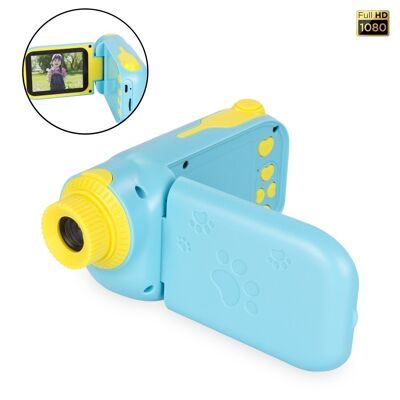 Cámara digital para niños de fotos y video con juegos. Pantalla plegable de 2,4". 12 mpx y video Full HD. Azul