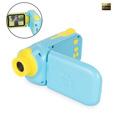 Digitalkamera für Kinder von Fotos und Videos mit Spielen. 2,4"-Faltbildschirm. 12 Mpx und Full-HD-Video. Blau
