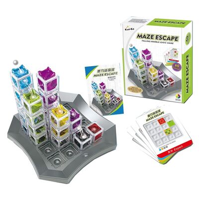 Maze Escape juego de habilidad e inteligencia 3D. 60 niveles en 4 categorías desde principiante a experto. Gris Oscuro