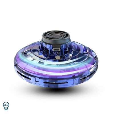 UFO Flying Spinner. Flying spinner with boomerang function. Multi-colored LED lights. Electric blue