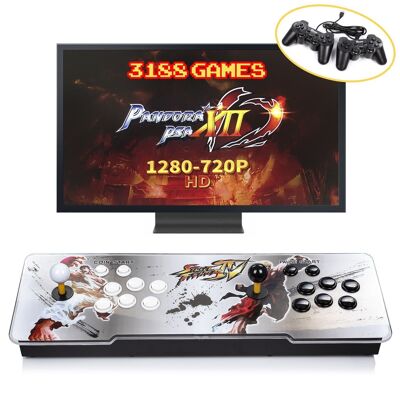 Pandoras Box 12. Classic arcade console, arcade type, with 3188 classic games installed. HDMI and VGA connections and USB output. Includes 2 analog controls with USB connection. White